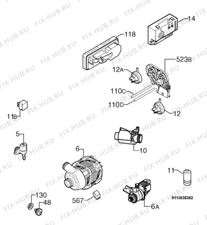 Взрыв-схема посудомоечной машины Faure FDF211 - Схема узла Electrical equipment 268